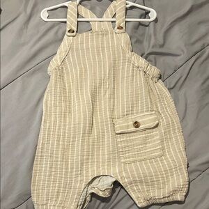 Striped Tan Kids Overalls